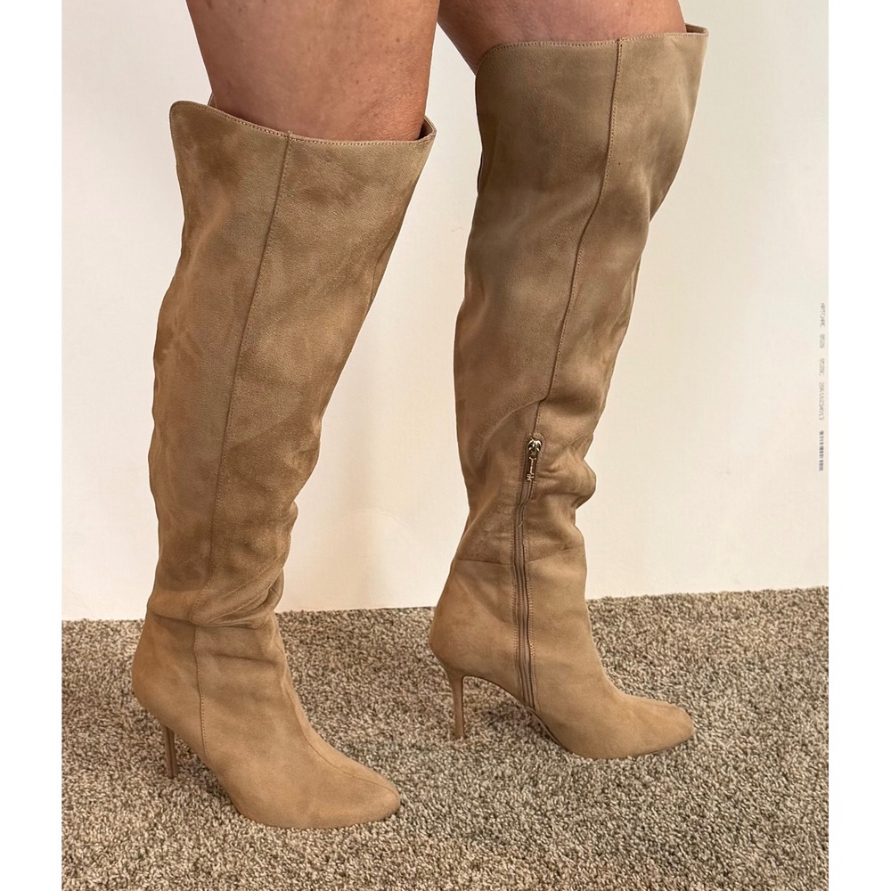Jessica Simpson Tan Faux Suede Over The Knee Stiletto Boots Size 8M